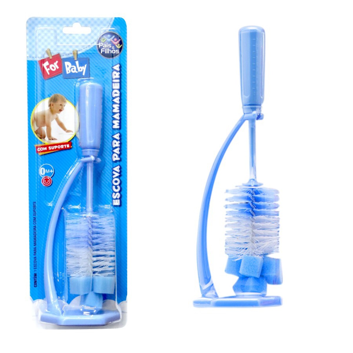 Escova para mamadeira azul com suporte-7825-38677