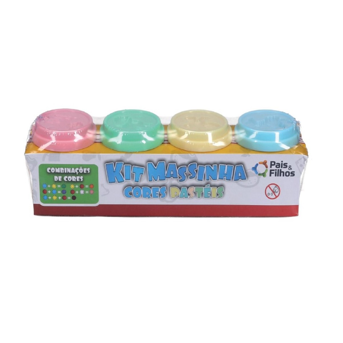 Kit de massinhas de modelar cores pastéis sortida 4 potes de 50g-944-33621
