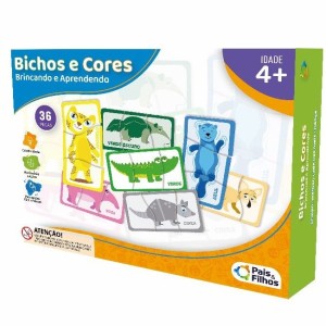 Jogo Bichos E Cores Com 12 Mini Quebra Cabeças