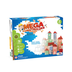 Kit Mega Construções Com Bloquinhos De Madeira 76 Peças-7395-456-34738