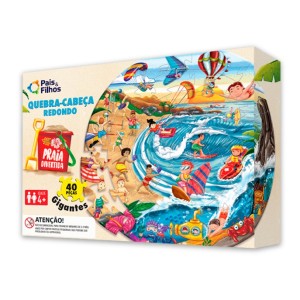 Quebra cabeça redondo infantil praia divertida-790687-66640