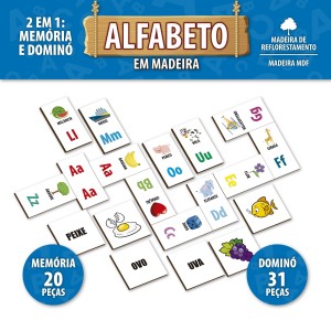 Brinquedo Educativo Alfabeto Jogo Da Memória E Dominó 51 Peças Ma-2904-38065