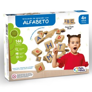 Jogo Brincando De Aprender Alfabeto 144 Peças De Madeira-10780-79929