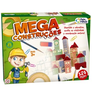 Kit Mega Construções Com Bloquinhos De Madeira 120 Peças