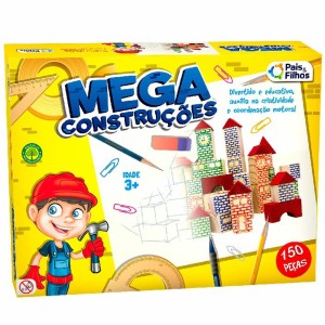 Kit Mega Construções Com Bloquinhos De Madeira 150 Peças