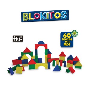 Kit blocos de madeira blokitos 60 peças-2915-69352