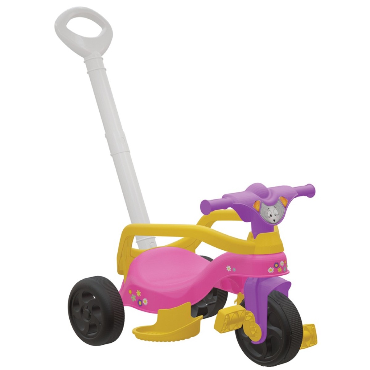 Triciclo encantado rosa com empurrador e apoio de pé-790352-39877