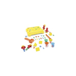 Caixa massinha com forma para letras na tampa e acessórios 19 peças-MK300-55942