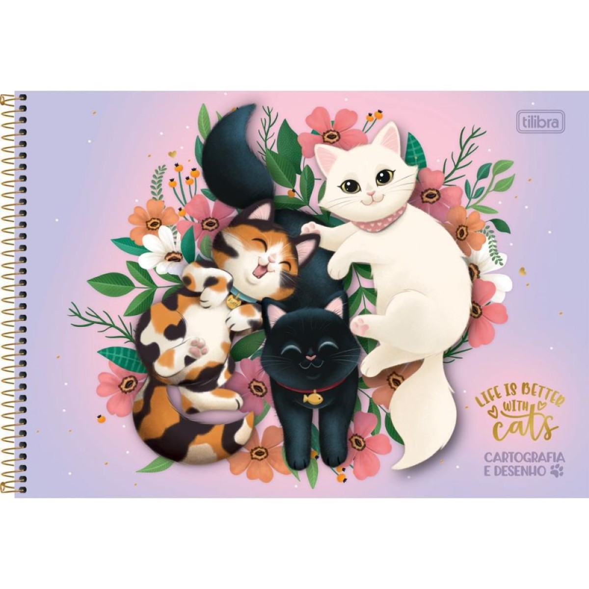 CADERNO DESENHO UNIV CAPA DURA PURRFECT CATS 80FLS. | Auge App  Representações