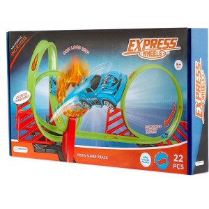 Pista Express Wheels Super Track Com 1 Carrinho E 22 Peças