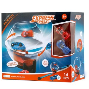 Pista Express Wheels Super Globo Com 2 Carrinhos E 14 Peças