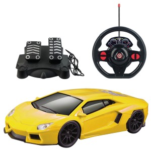 Carro De Corrida Amarelo Nitro De Controle Com Volante E Pedal-BR1145-27755