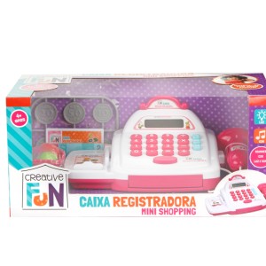 Mini Caixa Registradora Rosa Com Cesto De Compra E Acessórios-BR1182-43175