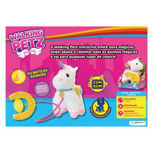 Unicórnio De Pelúcia Walkingpetz Interativo Com Acessório 25cm-BR1196-93297