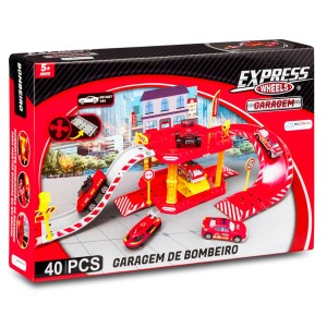 Pista Express Wheels Garagem Bombeiros Com 40 Peças