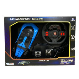 Carro De Corrida Spark Azul De Controle Com Volante E Pedal-BR1339-39554