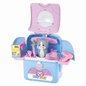 Mochila Pet Shop Com Gatinho E Acessórios Com 17 Peças