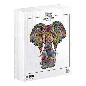 Quebra Cabeça Madeira Elefante 98 Peças