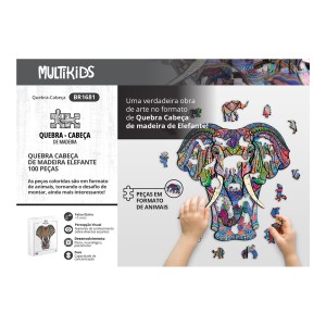 Quebra-cabeca De Madeira Elefante 100pcs - Br1681-BR1681-87812