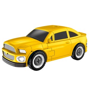 Carro Policial Amarelo Transformável Em Robô Com Ferramentas 21cm