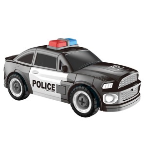 Carro Policial Preto Transformável Em Robô Com Ferramentas 36cm