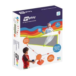 Kit Tênis De Praia Go Play Com Rede, Bolinha, Peteca E Raquetes