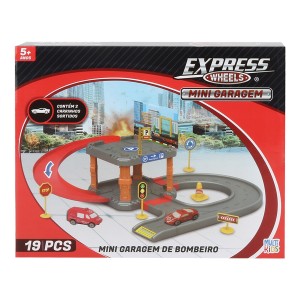 Pista Express Wheels Mini Garagem De Bombeiro Com 19 Peças